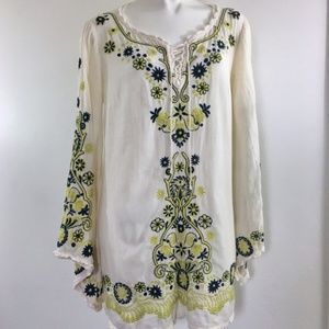 Free People Embroidered Bell Sleeves Tunic Dress 2